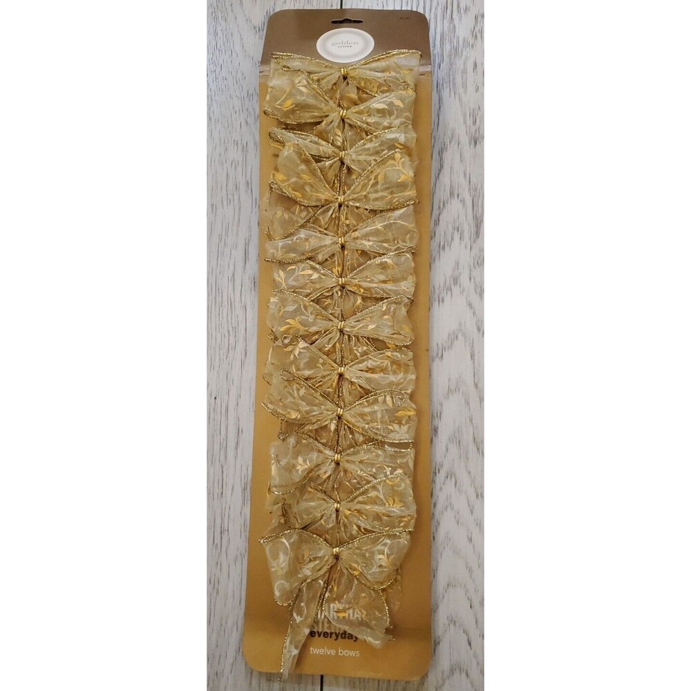 Martha Stewart Everyday Christmas Golden Luster Tie Bows 12-Pack Vintage 2002